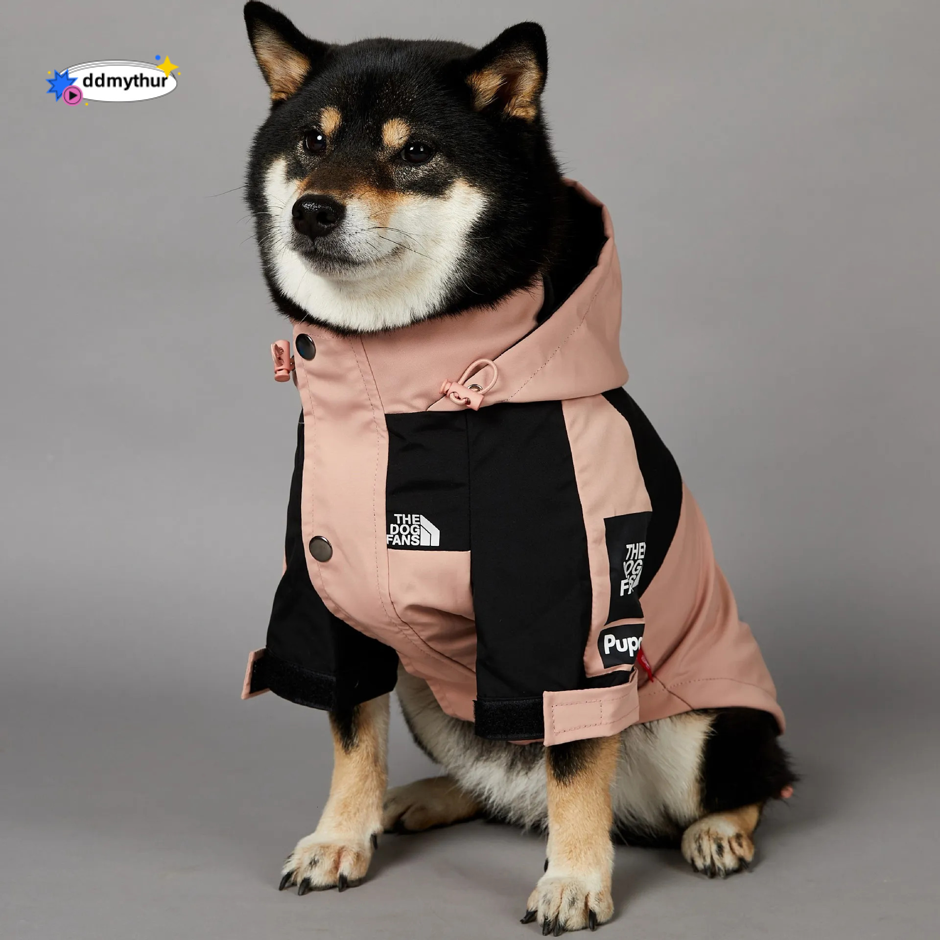 Outdoor Jacket, Warm Coat for Small to Large Dogs, Pink Black Color Dog hooded jacket with Leash Hole, Waterproof Windproof Pet Snow Jacket 5XL A304 d