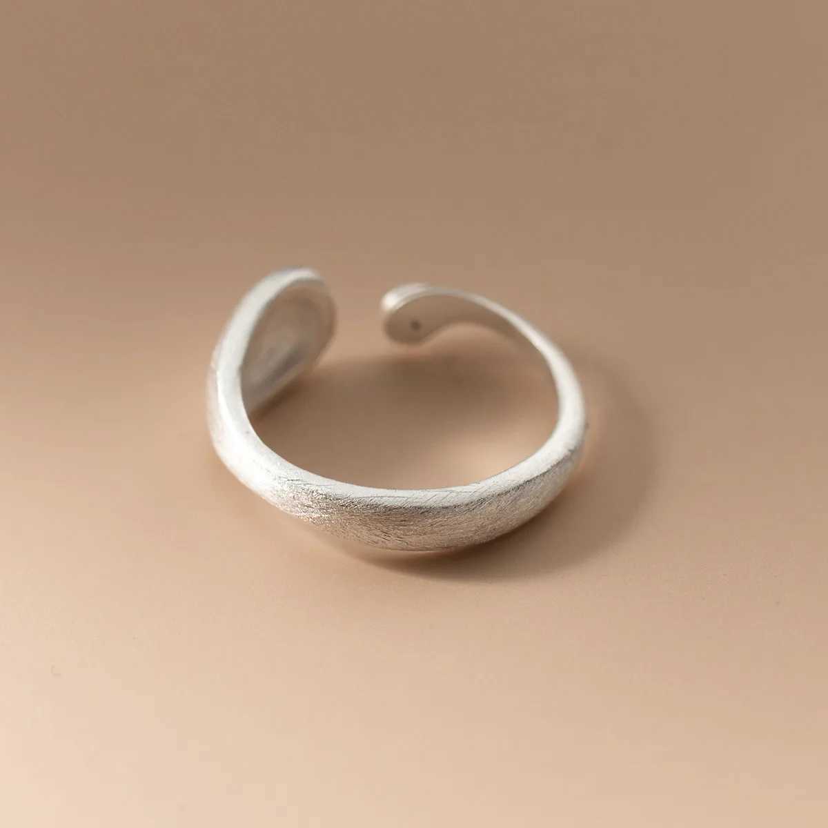 925 Sterling Silver Matte Finish Geometry Adjustable Rings For Women Wedding Fine Jewelry Accessories Argent 925 J251020