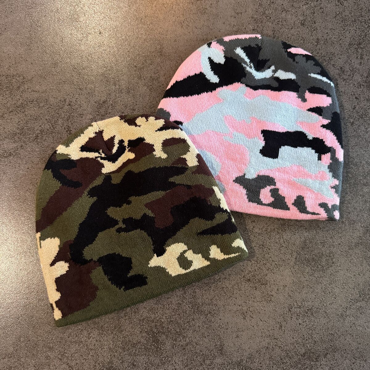American retro letter camouflage knitted woolen hat for autumn and winter couples, street warm men and women, yuppie pullover cold hat