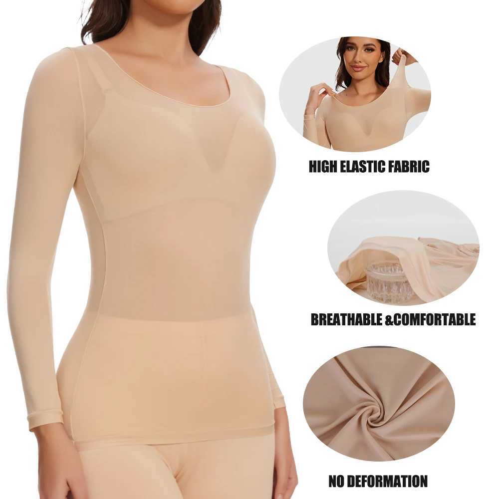 Long Sleeve Tops Womens Round Neck Slimming Shapewear Body Shaping Underwear Skinfitting Elasticity Autumn winter Base LayerT251020