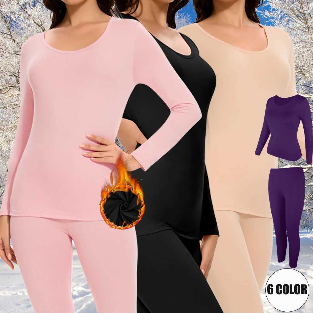 6 Color Autumn Winter Thermal Underwear Suits Womens LongSleeved Tops Pants 2PCS Soft Comfortable Ladies Layer Clothing S3XLT251020