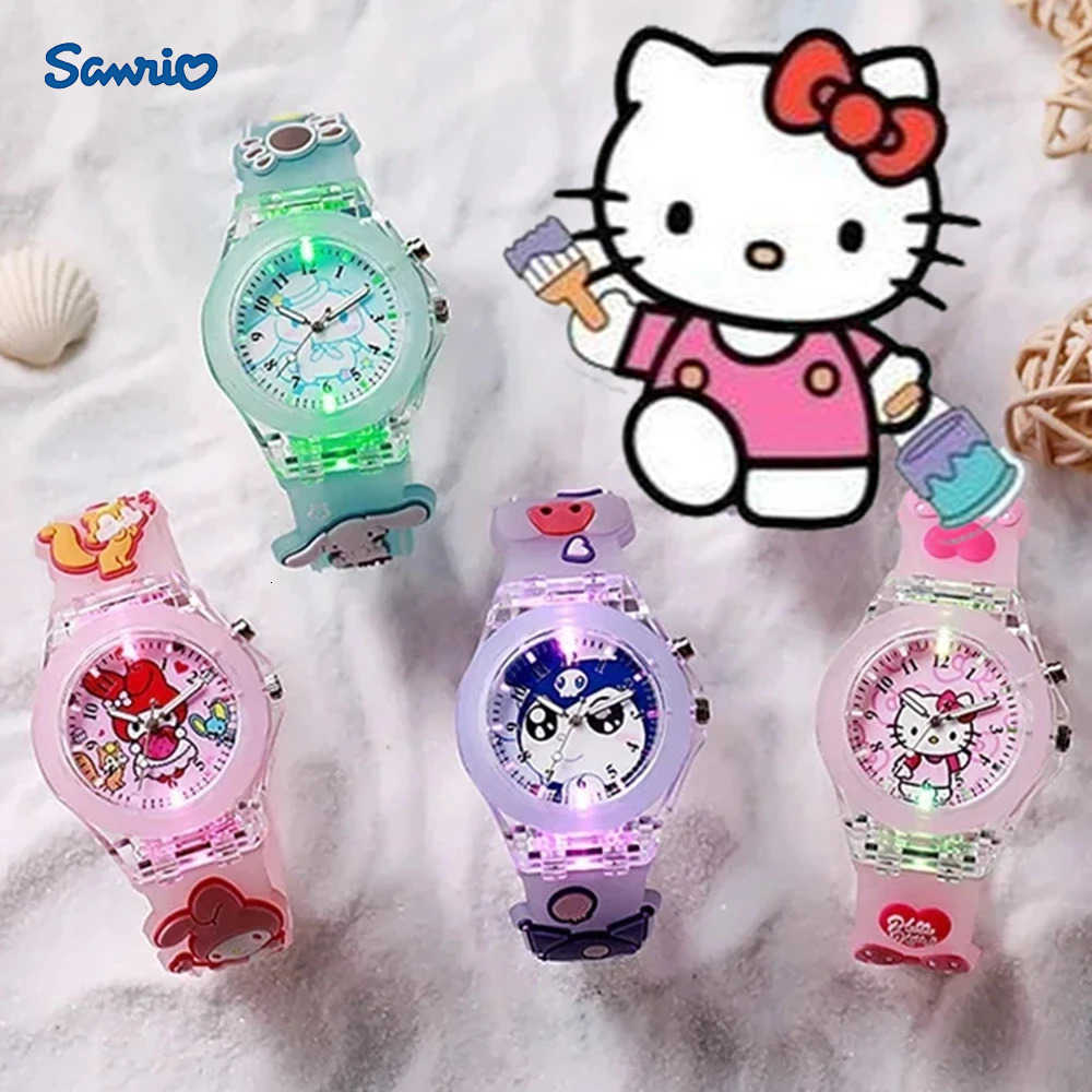 Sanrio Sanrio Watch Melody Cinnamoroll Children LED Luminous Watch Kuromi Hello Kitty Student Wrist Watch Kids Birthday Gift Toy L251020