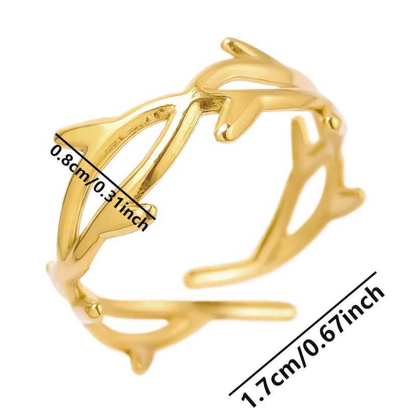 Thistles Thorns Open Adjustable Stainless Steel Rings For Women Men Accessories Fashion Jewelry Finger Ring Punk Vintage Gift J251020