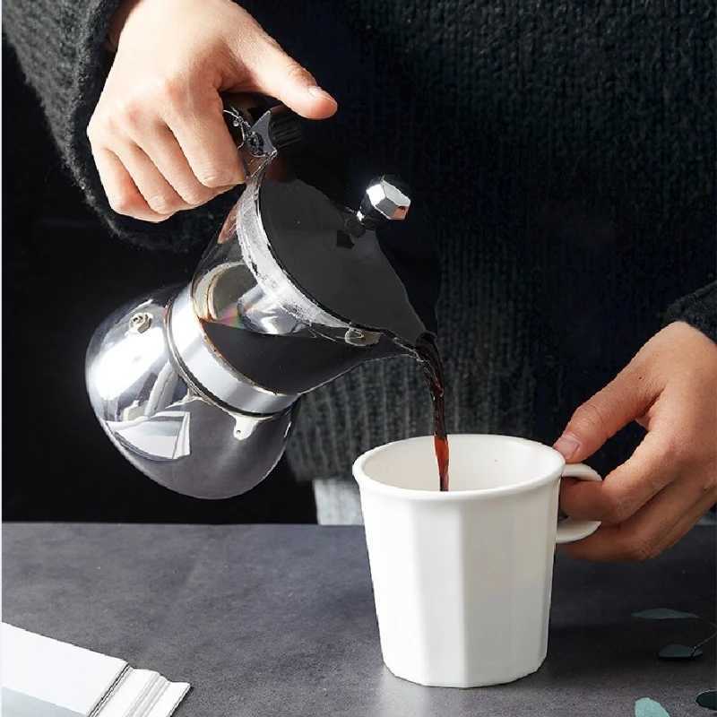 Transparent Moka Pot 46 Cups Household resso Italian Coffee Brewing Kettle for Electric Stove Stainless Steel Moka Pot Y251020