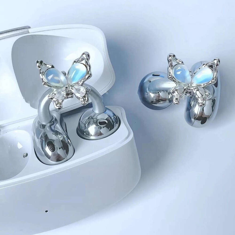 DHCollections-- Sasha's Dreamy Blue Tone Suitable for FreeClip Encounter Moonlight Butterfly Dia Buckle Small Clear Earphone Earrings