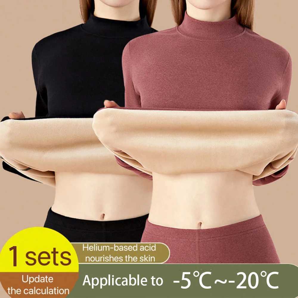 Womens Thermal Underwear Winter Plus Sizes Pajamas Suit TopsPants Stand Collar Long Sleeve Homewear Womens Underwear SetT251020