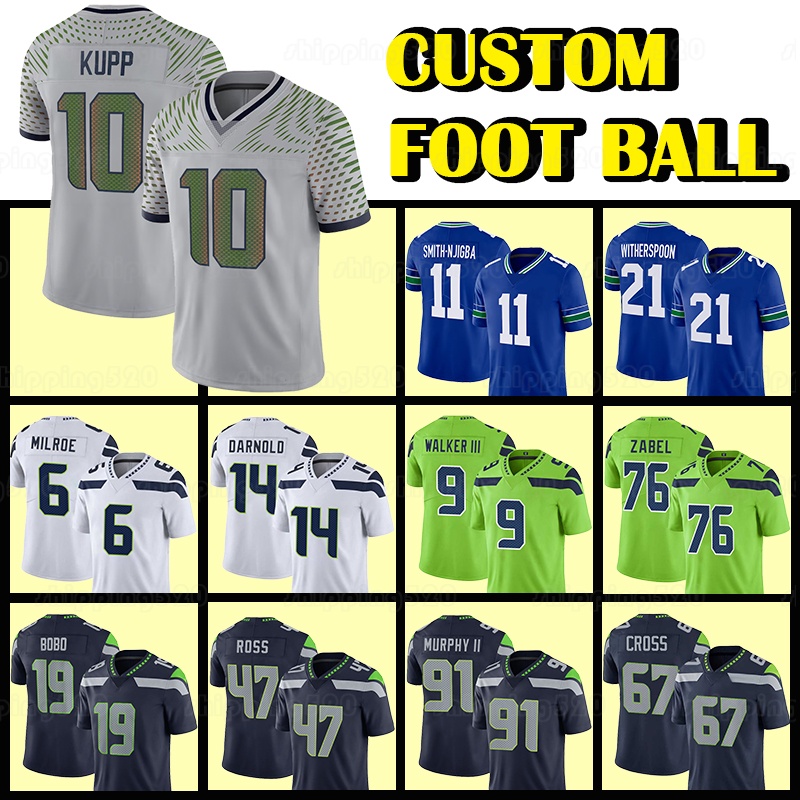 10 Cooper Kupp Football Jersey 11 Jaxon Smith-Njigba 21 Devon Witherspoon Josh Ross Byron Murphy II Charles Cross Leonard Williams Coby Bryant Zach Charbonnet Milroe