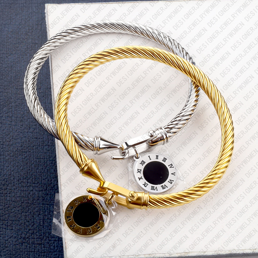 Designer Bracelet Bracelet Women Stainless Steel Horseshoe Clasp Bracelets Roman Numeral Bangle Pendant Bangles Luxury Jewlery Designer for Women Eleg