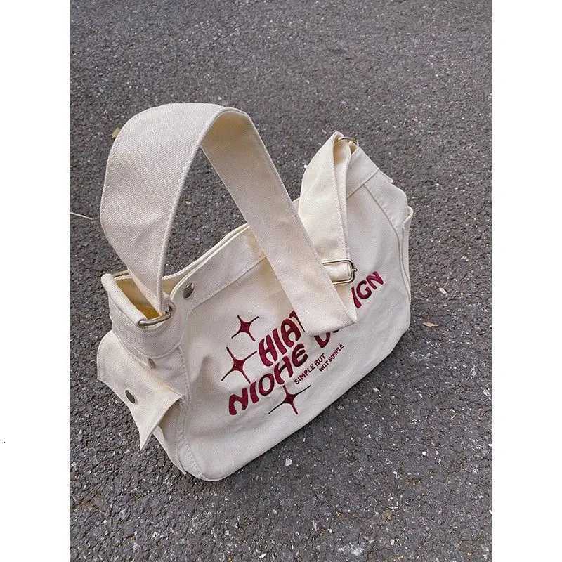 Canvas Bag Womens Crossbody Spring New College Student Class Ins Lazy Style Large Capacity Shoulder Tote BagT251020