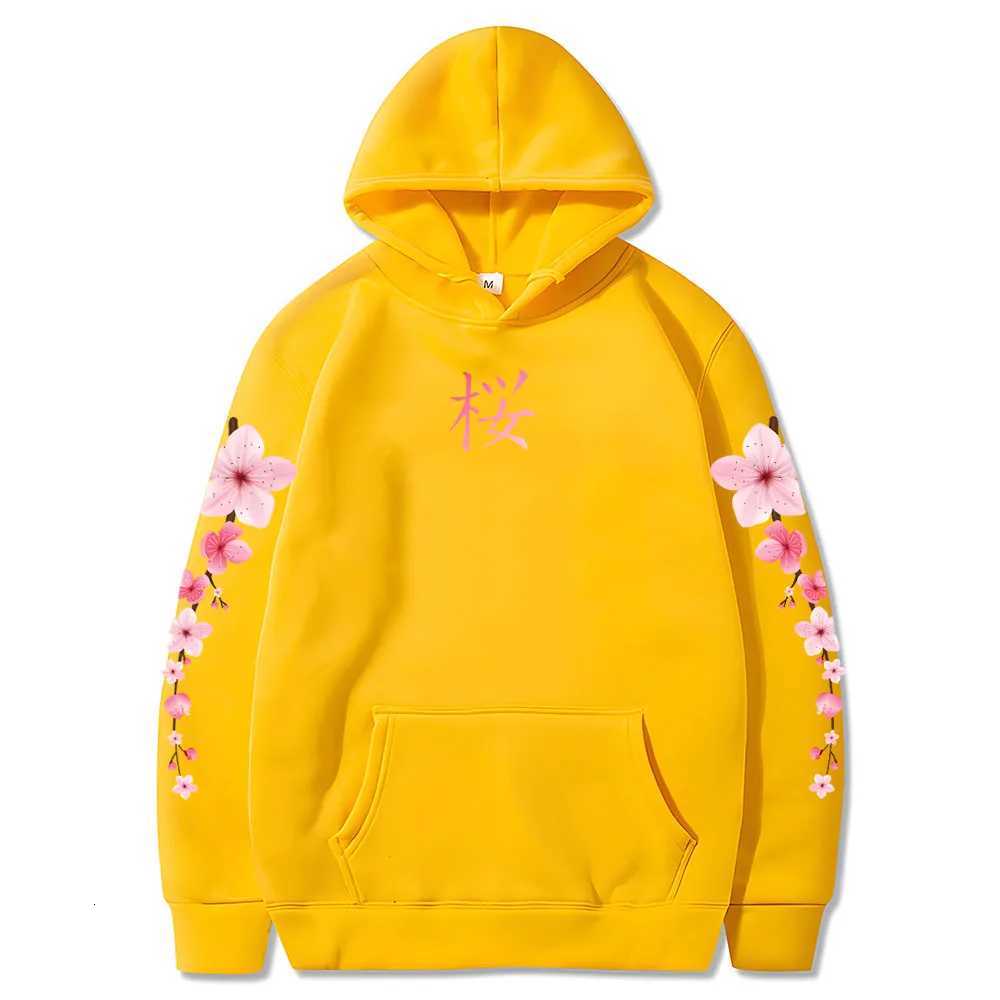 Japanese Blossom Sakura Graphic Hoodies Long Sleeve Winter Hooded Sweatshirts Casual WomenMen Comfortable Pullovers with Pocket W251020