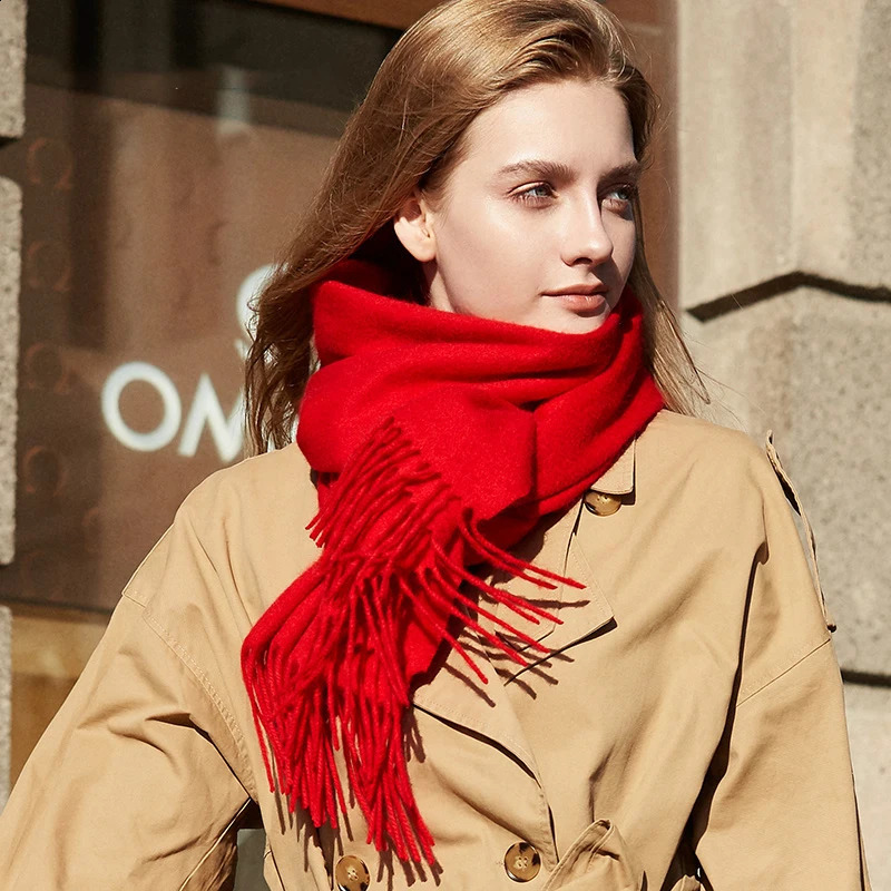 Winter Pure Long Cashmere Scarf Women Real Cashmere Scarf Warm Thick Soft Solid Shawl Ladies Wrap 251027
