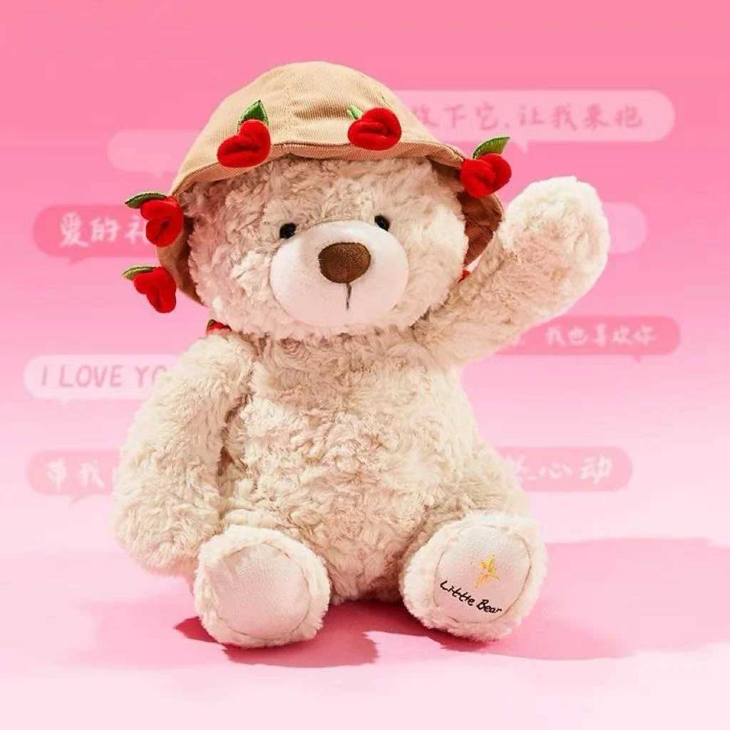 Kawaii Teddy Bear with Roses Plush Toy Soft Bear Stuffed Doll Romantic Gift for Lover Home Decor Valentines Day Gifts for Girls J251020