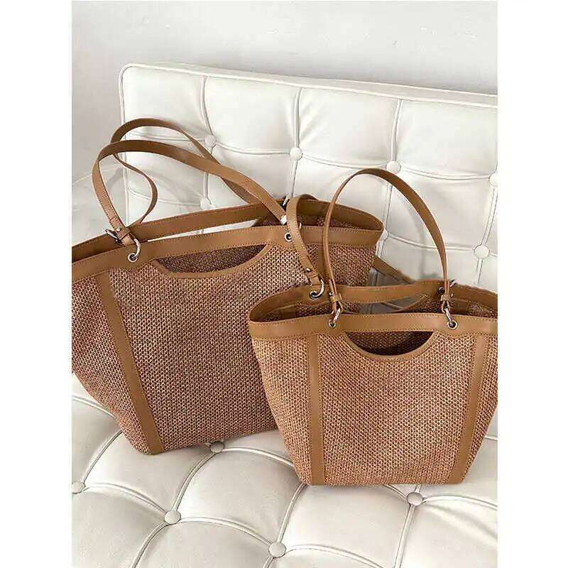 New Large Capacity Vegetable Basket Straw Shoulder Underarm Bag Suotong2520