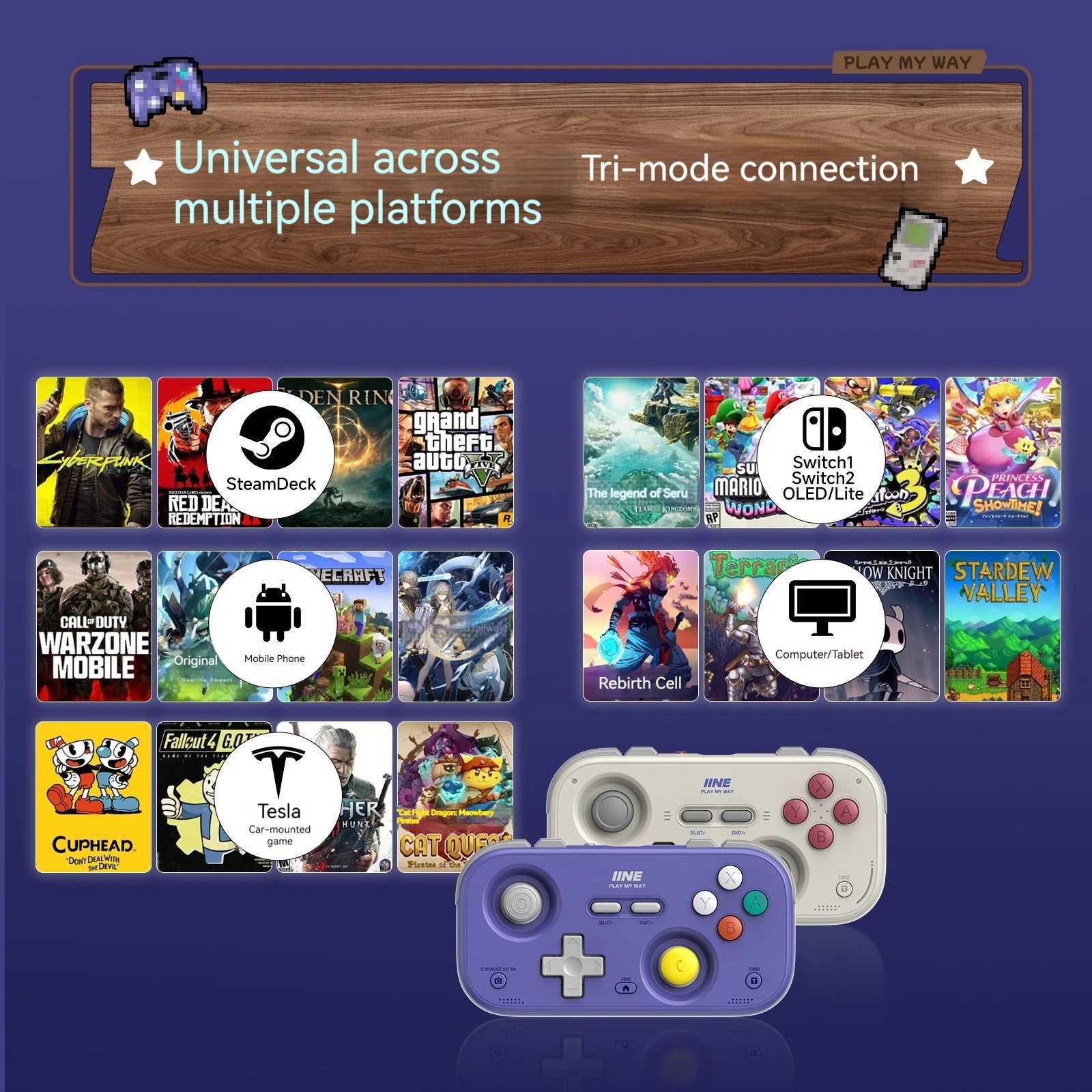 IINE Mini Retro Card Wireless Bluetooth Gamepads Portable Wired Dual Modes Gaming Controllers Joysticks For NS2 Switch2 Phone PC J251120