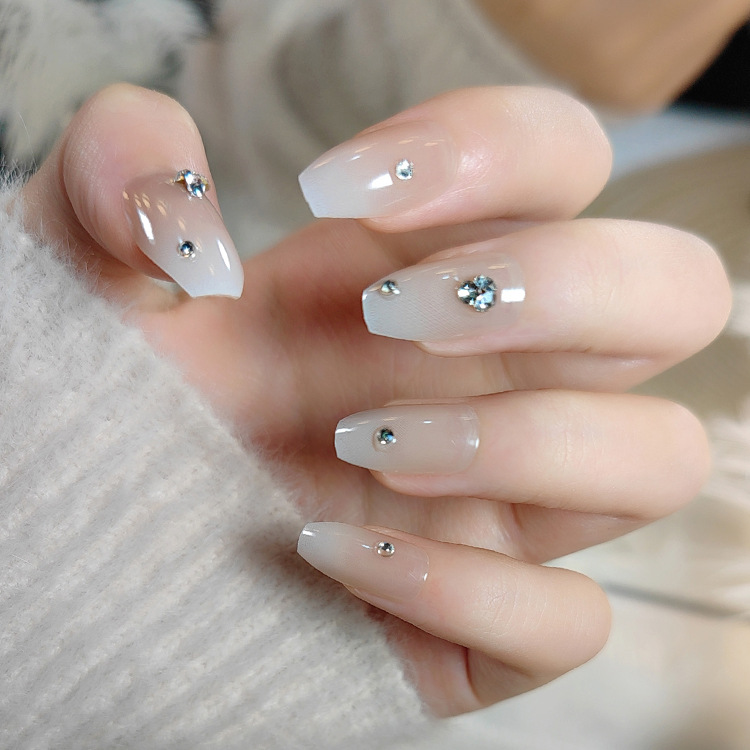 detachable presson nails with diamond tip for wearable coffin shapes