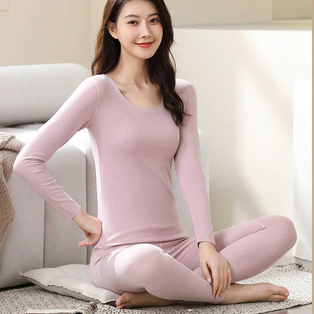 Womens Thermal Underwear Set Woman 2 Pieces Thermal Clothing New Seamless Solid Color Warm Long Johns For Woman Winter ClothingT251020