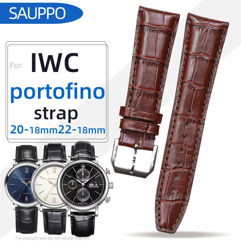 22mm 20mm Genuine Leather Alligator Texture Watch Band for IWC Portofino Mens Watch Soft Comfortable Replacement Strap 251016