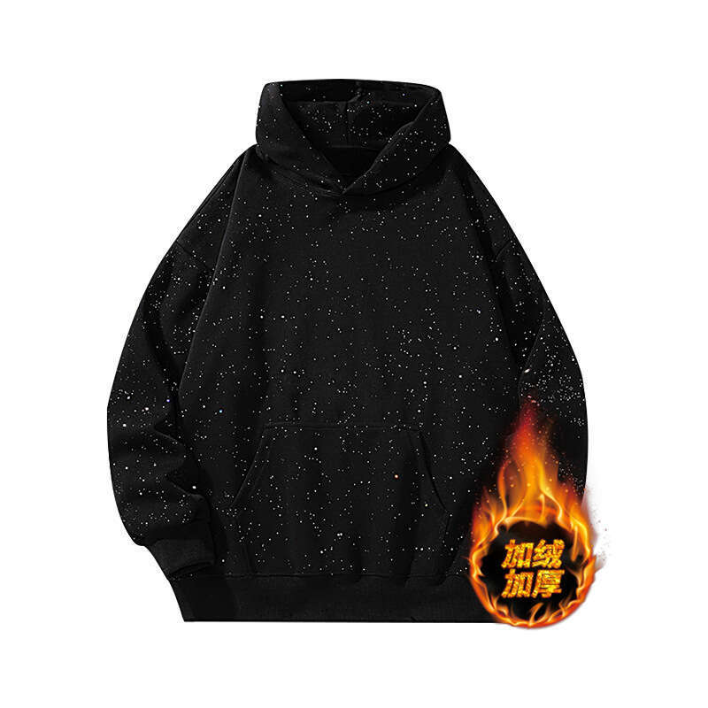 New Winter Glittering Star Print Hoodie Women Fashion Sparkly Fit Hooded Sweatshirt Female Party Streetwear Trendy Top