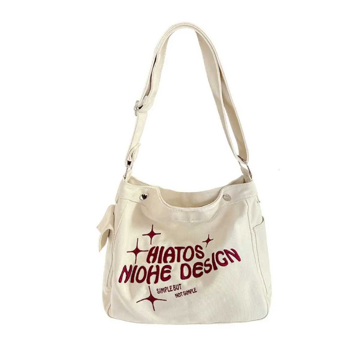 Canvas Bag Womens Crossbody Spring New College Student Class Ins Lazy Style Large Capacity Shoulder Tote BagT251020