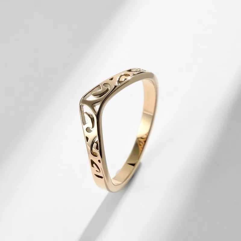 2mm Thin V Shape Hollow Stackable Ring Stainless Steel Wedding Band for Women Girl Size 512 J251020