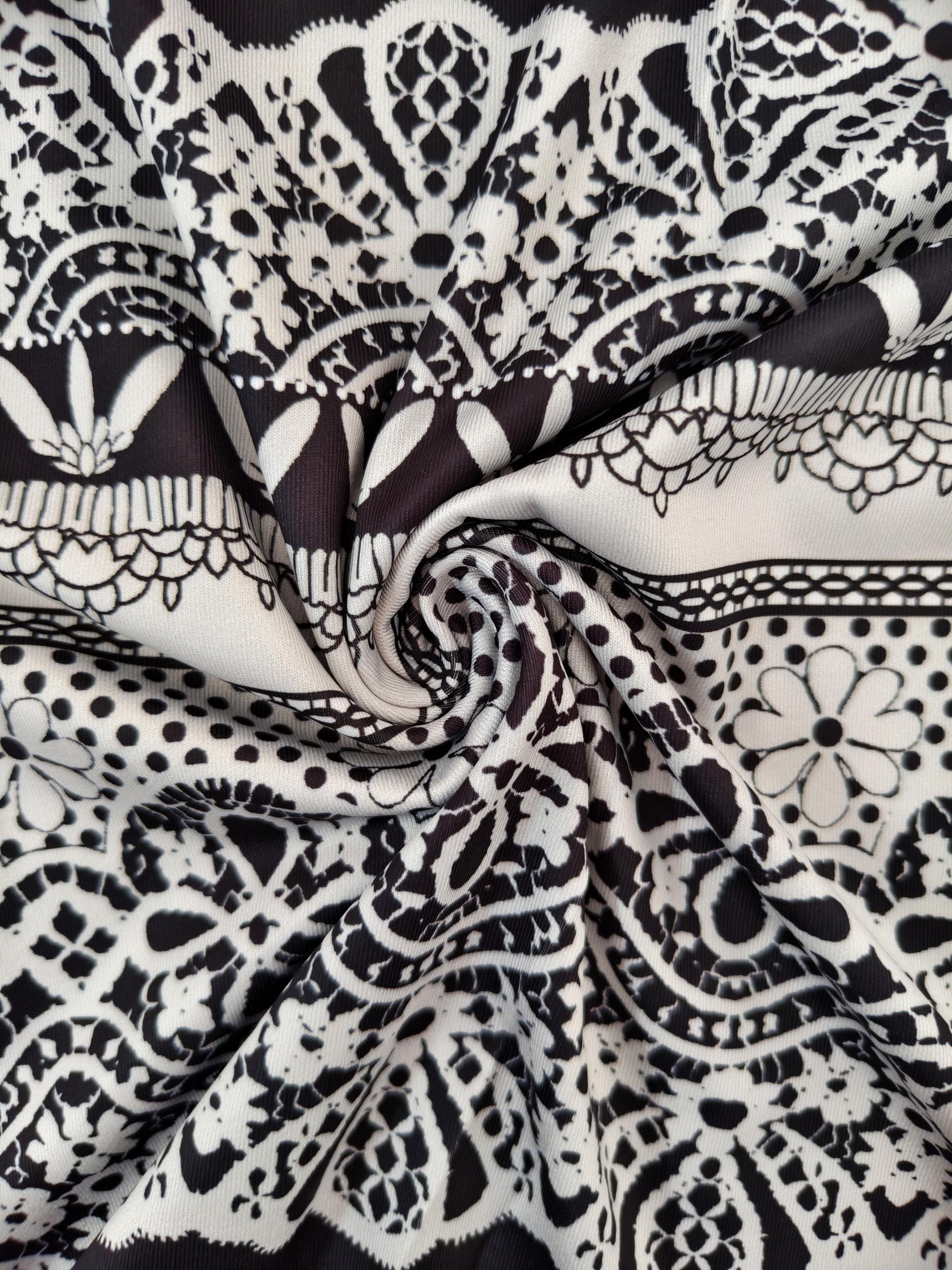 Women's Retro Ethnic Style V-Neck Thin Long Sleeve T-Shirt, Fashion Milk Silk Top (S-XXL, Black Gray)-CF43476