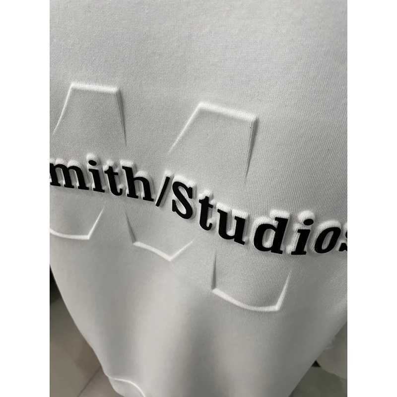 Hoodie mens autumn new threedimensional embossed round neck long sleeved shirt plus size loose casual top W251020