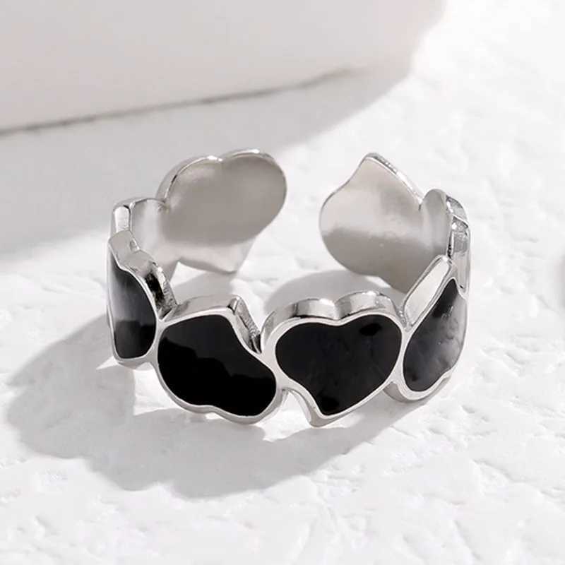 Bohemia Love Heart Stainless Steel Rings for Women Girls Aesthetic Open Finger Ring Fashion Jewelry Engagement Rings for women J251020