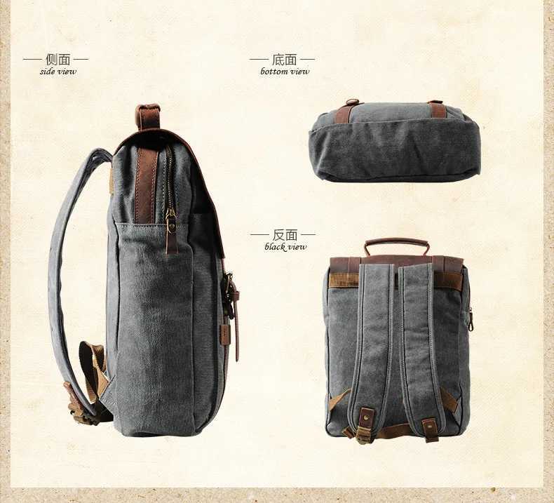 Fashion Male Backpack Leather military Canvas backpack Men backpack women school backpack school bag bagpack rucksack mochilaW251020