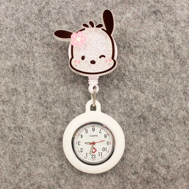 Sanrio 5 Colors Retractable Cartoon Kuromi Kitty Nurse Doctor FOB Pocket Watches Hospital Medical Badge Reel Gifts Clip Watch L251020