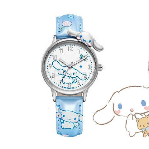 Sanrio Sanrio Water Resistant Watches Kawaii Cartoon Anime Hello Kitty Kuromi Cinnamoroll High Quality White Leather Watch Girl Gifts L251020