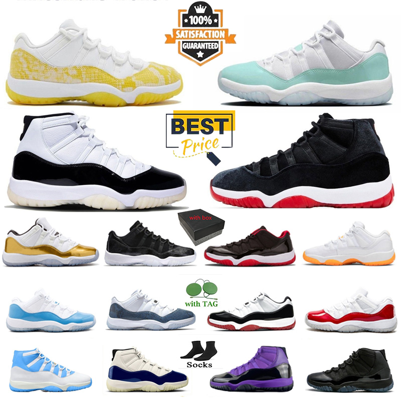 with box design 11s Low Cut Hight Cut Basketball Shoes men women sneakers red yellow green white black Classic Breathable Daily Outfit high quality Sports size 36-47