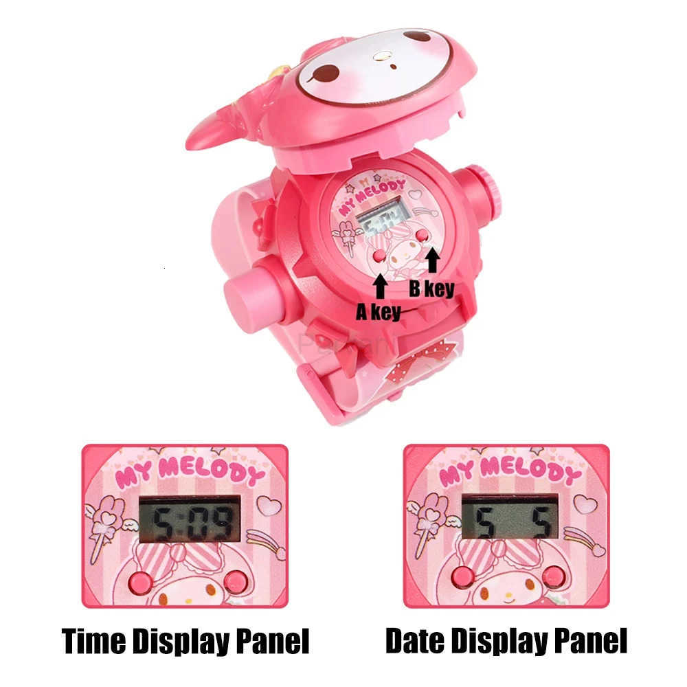 Sanrio Sanrio Hellokitty 3D Projection Digital Watch Cinnamoroll Kuromi Melody Cartoon LED Silica Watchband Electronic Watches Gifts L251020