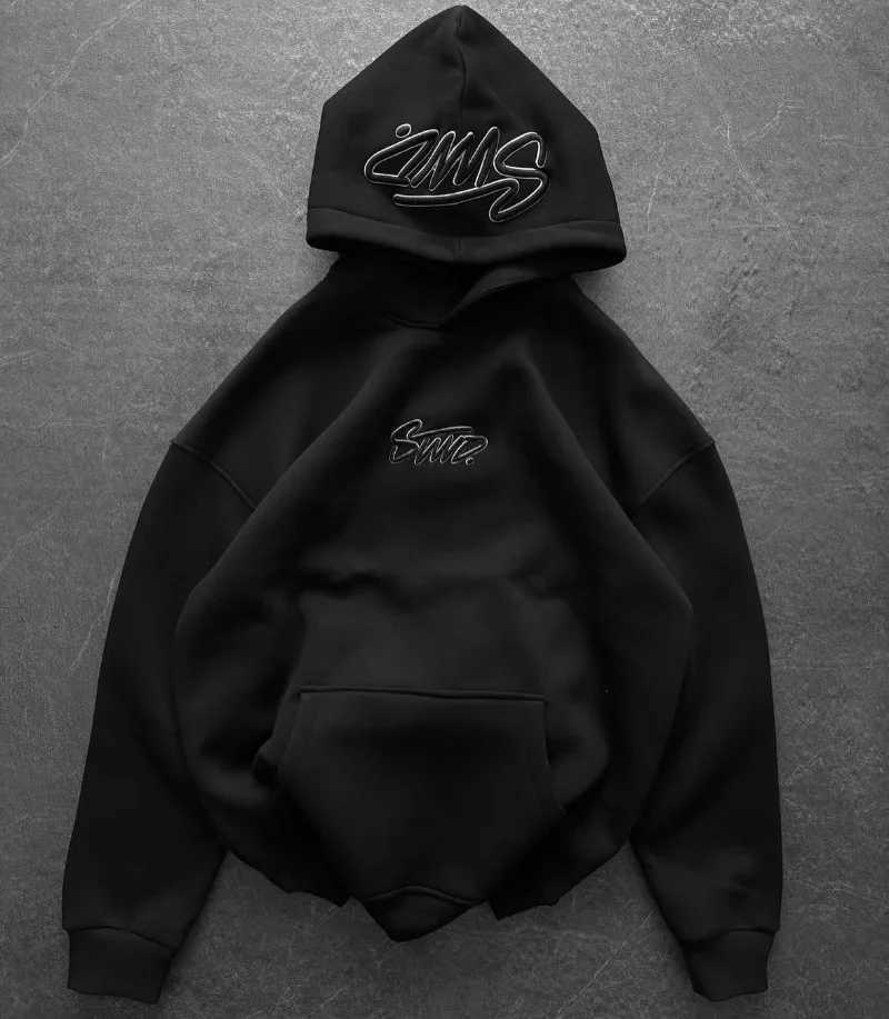 Y2K simple casual retro English letter embroidered black white couple hoodie European American Gothic punk fashion hoodie W251020