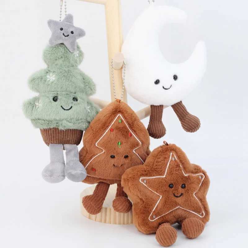 Adorable Christmas Tree Star Plushies Keychains Soft Moon Gingerbread Tree Doll Cartoon Bag Pendant Plush Toy Gifts Girl J251020