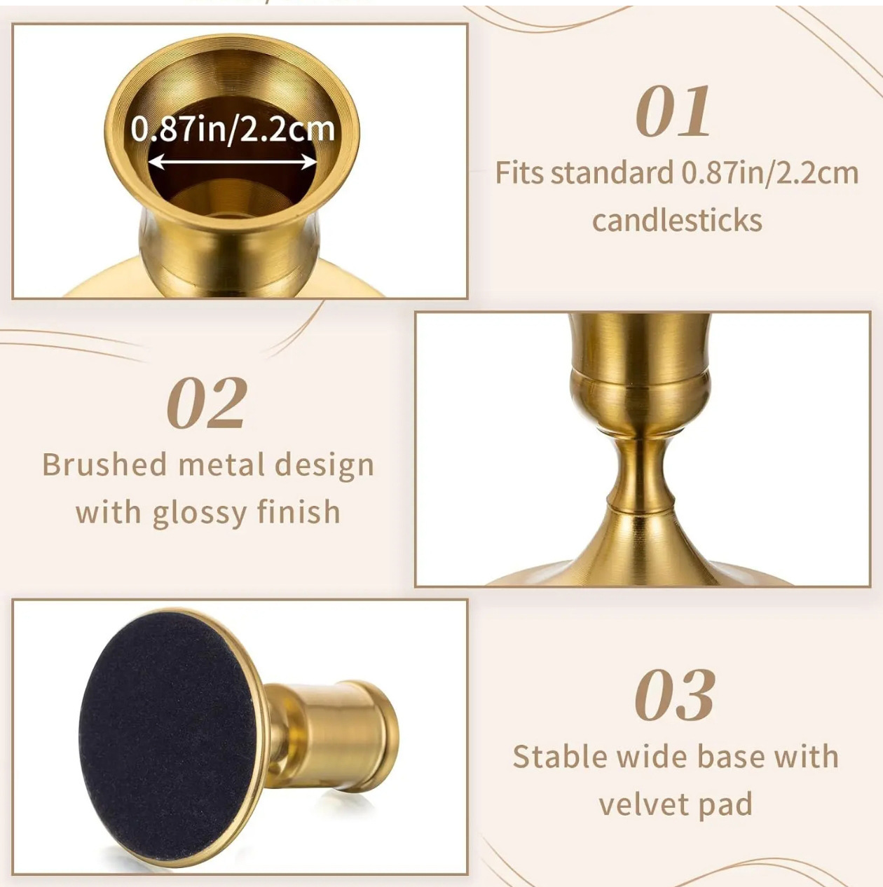 Brass Gold Taper Candle Set Vintage Metal Candlestick Holders for Dinner Room Table Centerpiece or Mantel Wedding Party Decor H260310