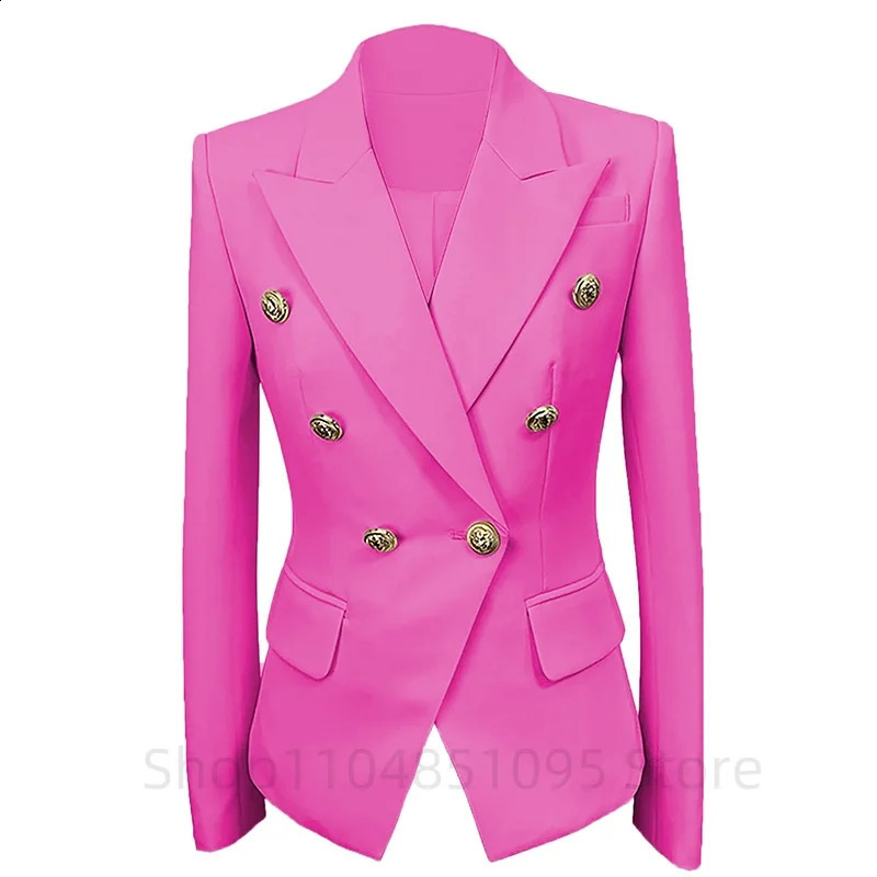 Women Office Lady TurnDown Collar Blazer Vintage Coat Fashion Gold Buttons Long Sleeve Ladies Outerwear Stylish Tops for Party 251106