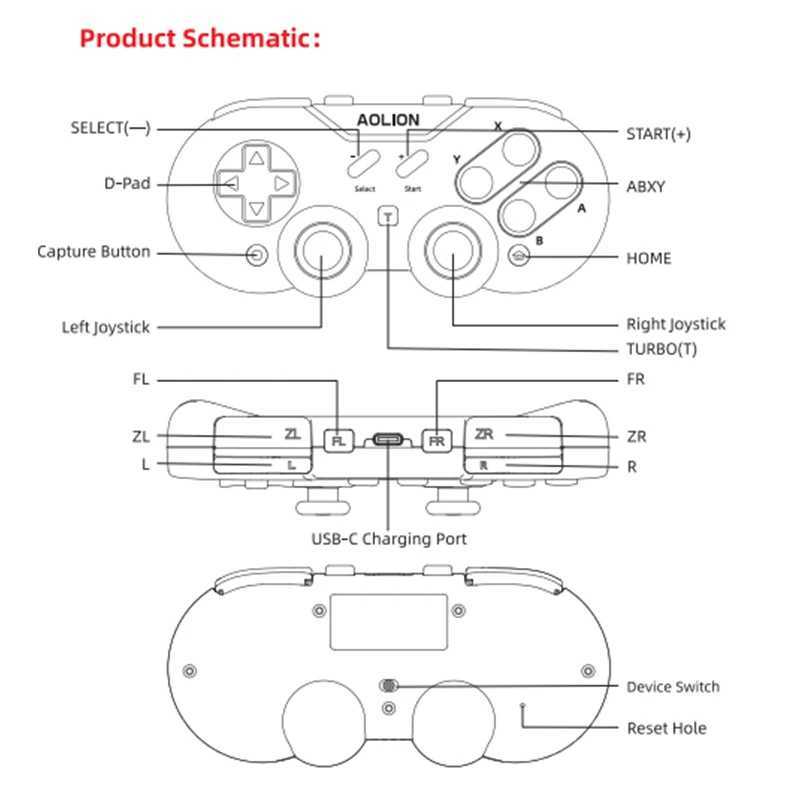 Aolion Q10 Wireless Retro Mini Game Controller Joypad Hall Effect Joystick For Nintend Switch Gamepad For PC Windows For Switch J251120