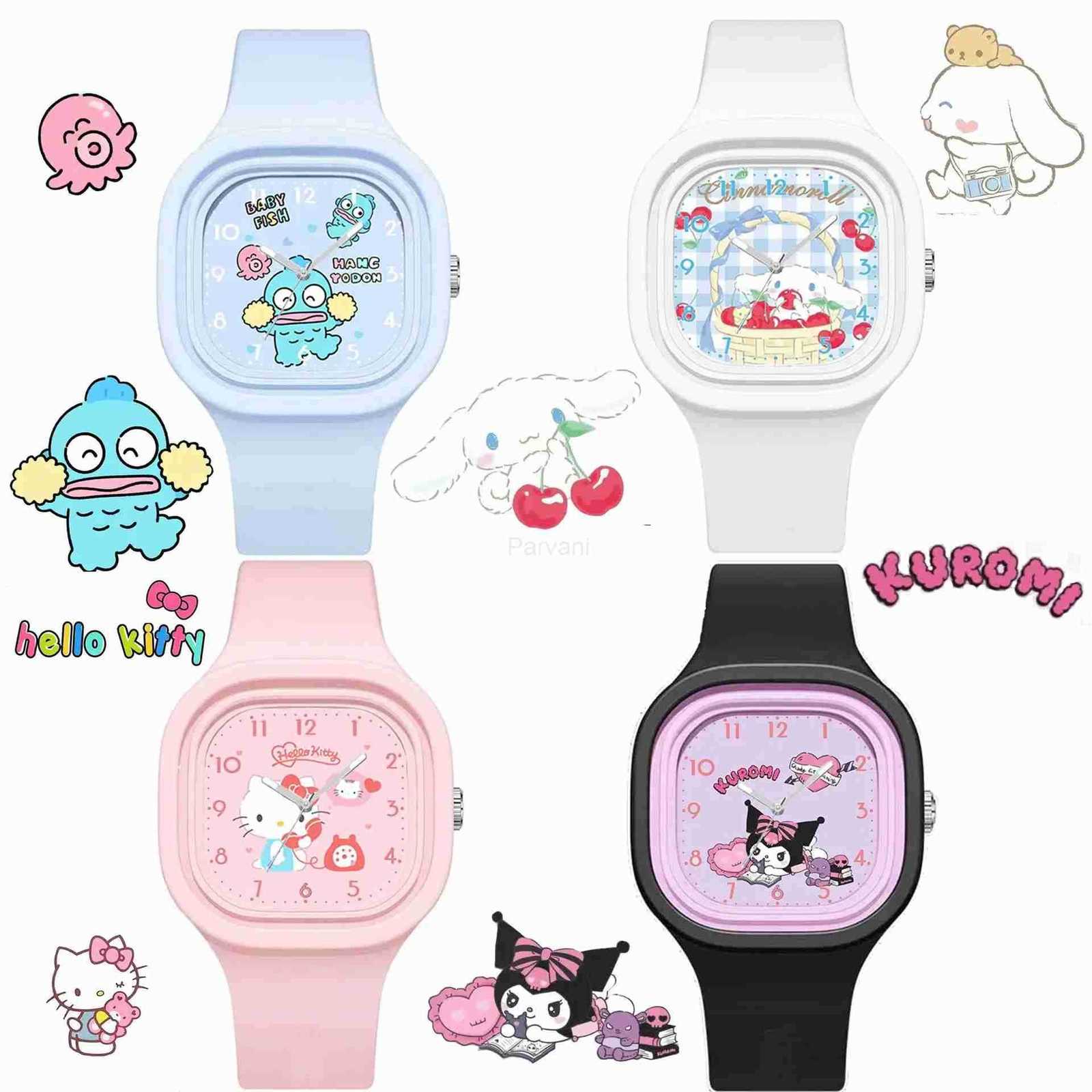 Sanrio Cartoon Sanrio Cinnamoroll Watch Kuromi Hello Kitty Silicone Strap Quartz Casual Melody WristWatch Girls Birthday Gift Cute Toys L251020