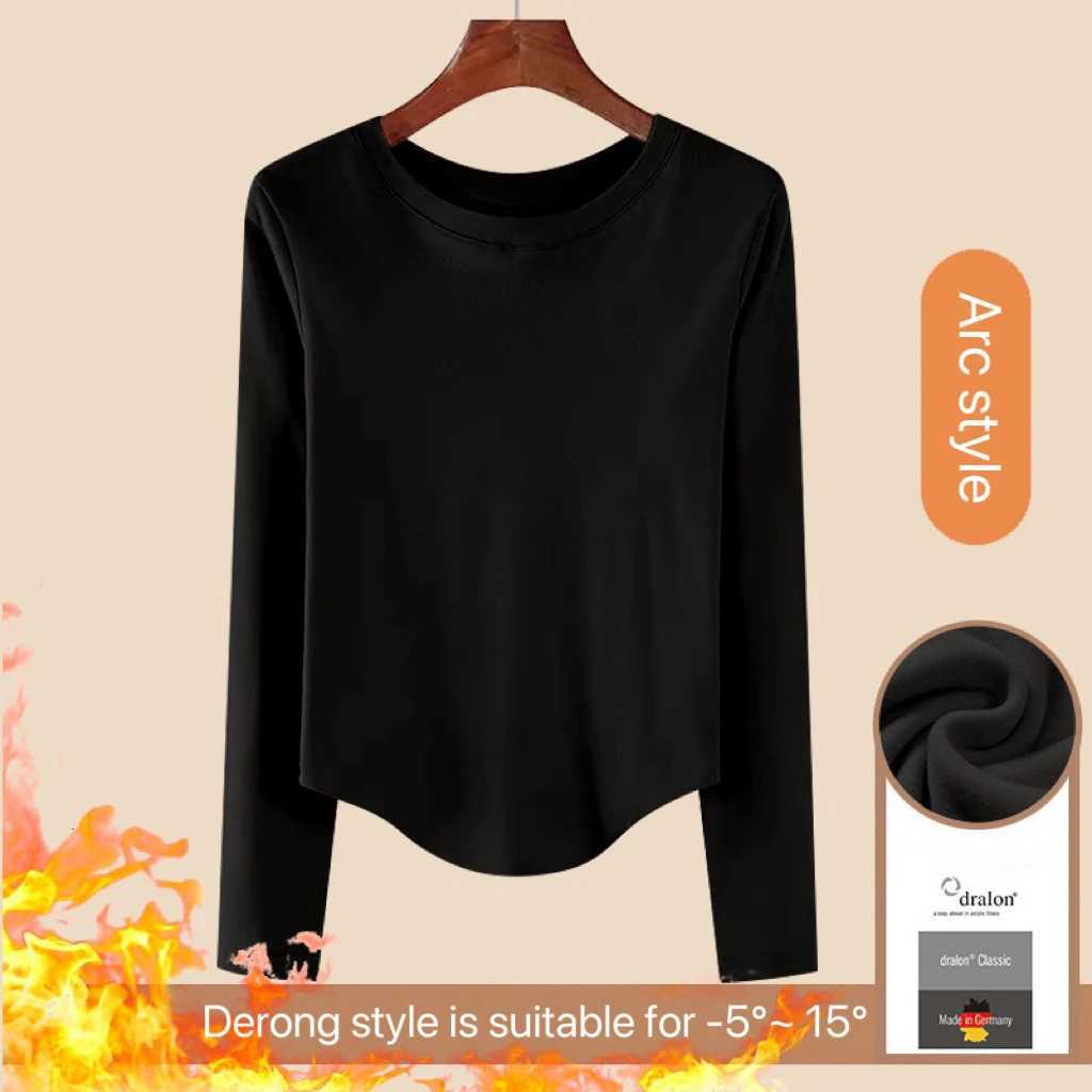 1pcs Women Autumn Winter Longsleeved Tshirt Lady Thermal Underwear Thick Velvet Slim Fit Fashion New Style Roundneck TopT251020