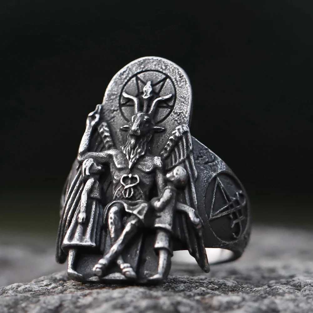 2022 NEW Mens 316L stainlesssteel rings Vintage Lucifer Satan Punk Rock Personality Religion Jewelry Gift free shipping J251020