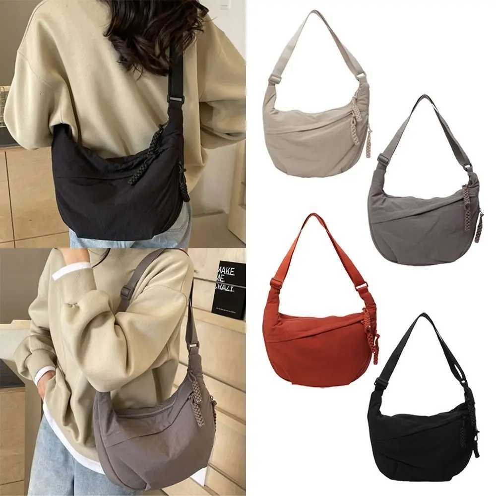 New Canvas Crossbody Bags Large Capacity Korean Simplified Shoulder Bag Lightweight Solid Color Dumpling Bag TravelT251020