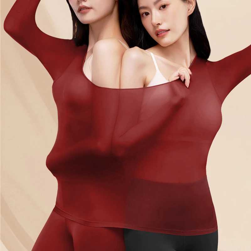 Seamless Thermal Underwear Set Womens Ultrathin Highly Elastic Set Comfortable Long Sleeve Warm Innerwear 2Pcs Casual SuitT251020