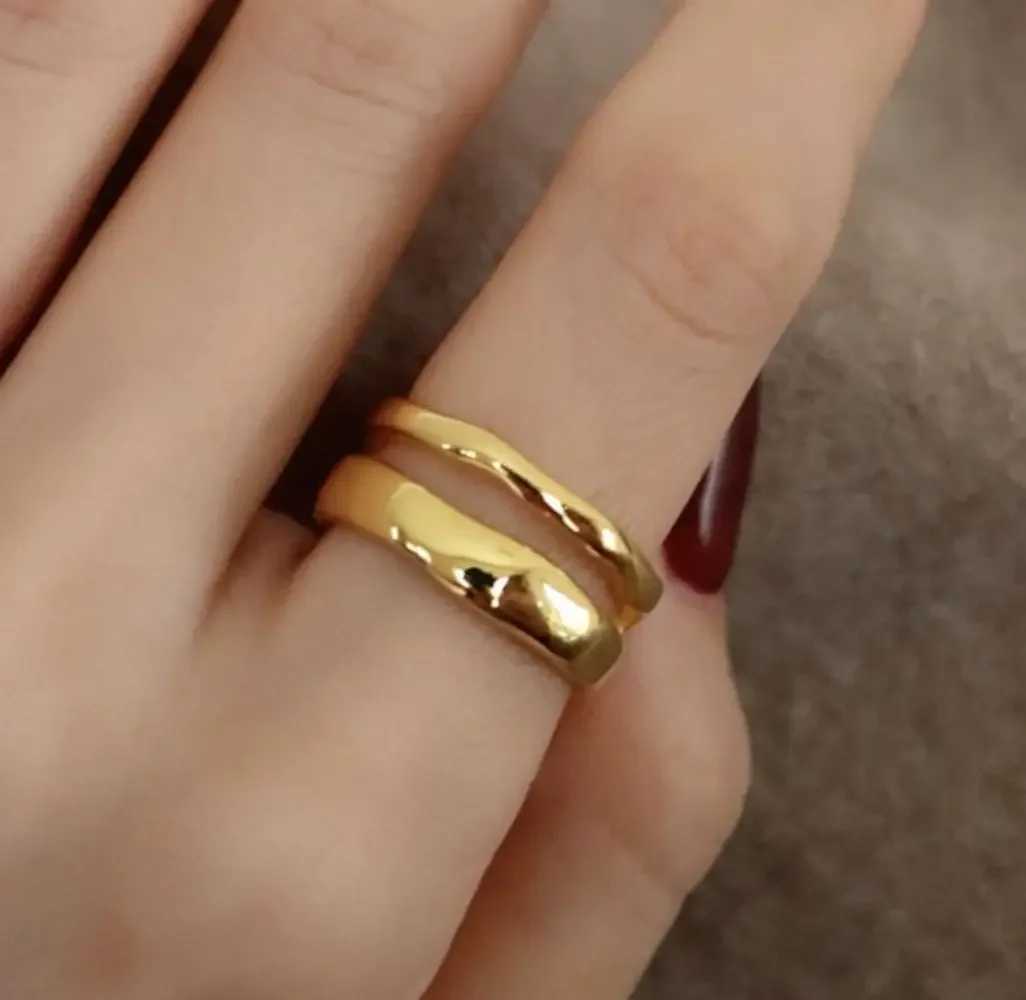 13 PCS Double Row Stackable Open Resizable Wave StainlESS Steels Ring Gold Silver Color Minimalist Irregular Rings J251020