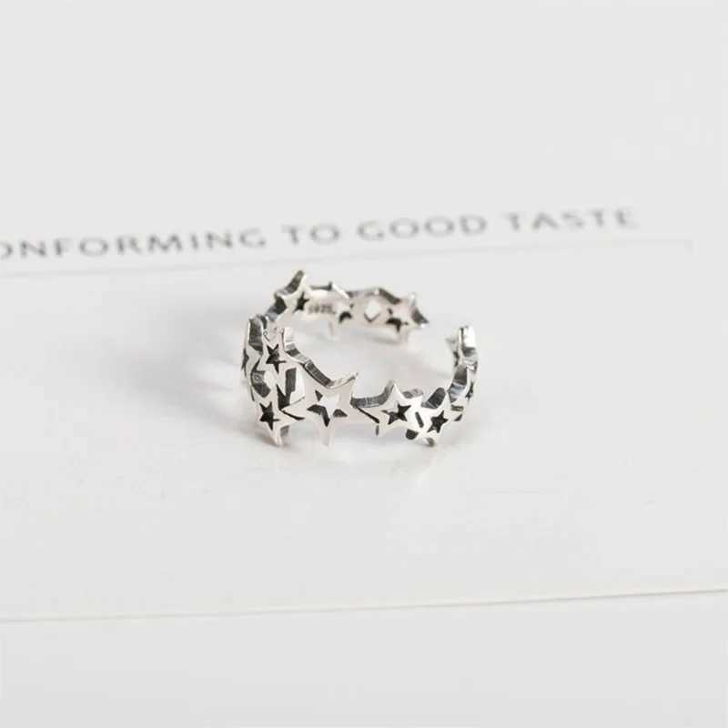 New Arrival Popular Retro Star 925 Sterling Silver Jewelry Creative Hollow Stars Personality Simple Opening Rings R018 J251020