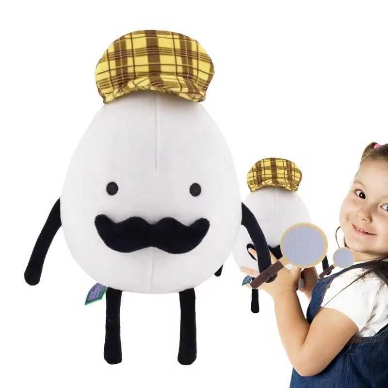 White 25cm Cartoon Detective Egg Plush Pillow Game Peripherals Doll Gift Fans Toys Soft Plush Pillow Toy for Kids J251020