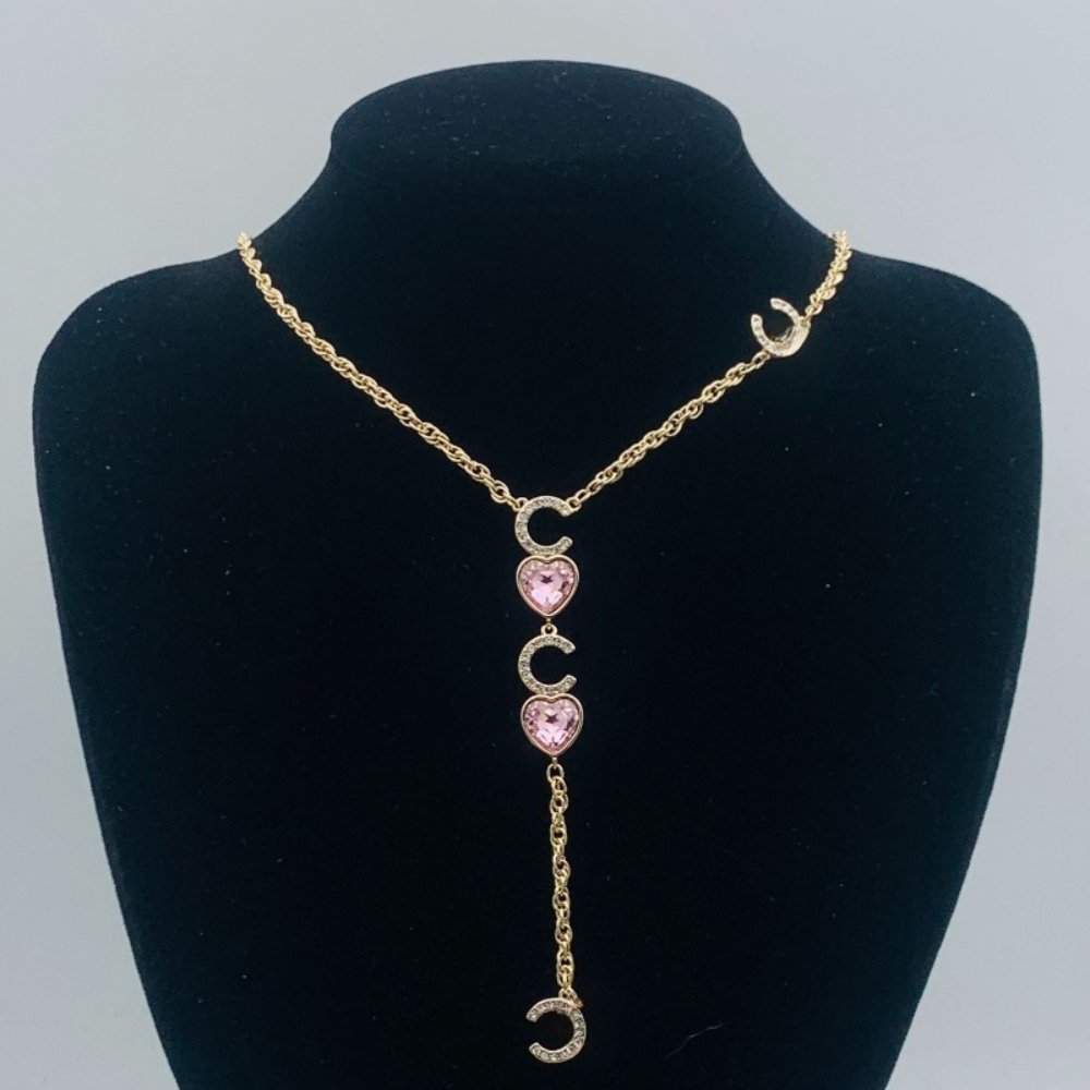 Designer Necklace Fashion Charm Crystal Pendant Necklace Letter Gold Plated Chain Choker For Women Jewelry Gift