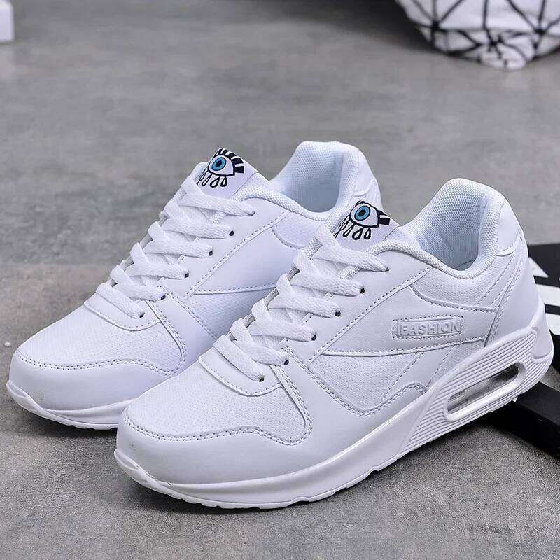 Hot Seller Women Fashion Sneakers Cushion Pu Leather Blue White Pink Outdoor Walking Jogging Shoes Female Trainers