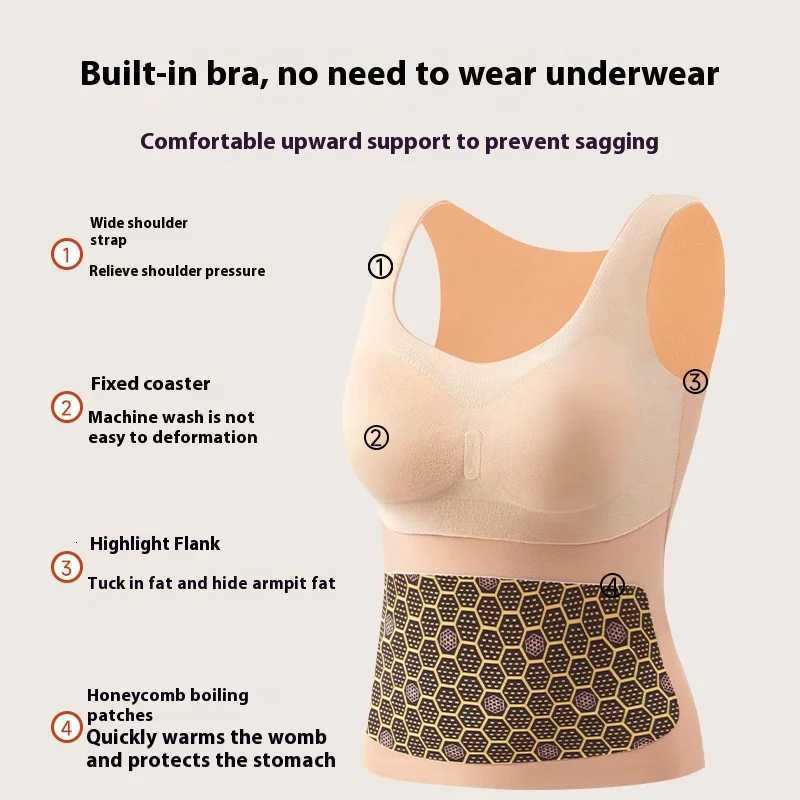 Warm Vest With Chest Cushion Slim Fit Base Boiling And Seamless Patch Worn Externally And Internally Lingerie For WomenT251020