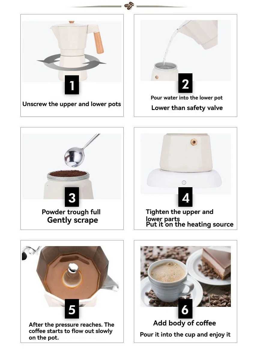 36cups Moka Pot Stovetop Camping Manual Cuban Coffee Maker Manual Camping Cuban Coffee Brewer for Making Cappuccino Latte Y251020