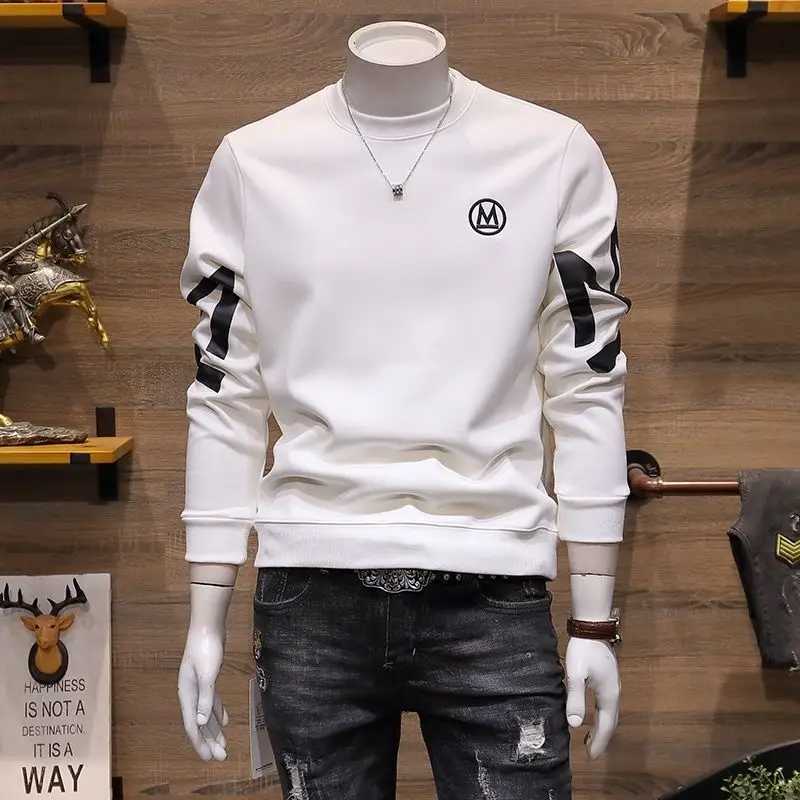 Fashion ONeck Spliced Casual Printed Letter Sweatshirts Mens Clothing 2025 Spring New Loose Allmatch Tops Korean Sweatshirts W251020